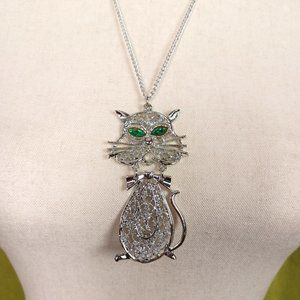 Vintage 70s Articulated Kitschy Kitty Pendant